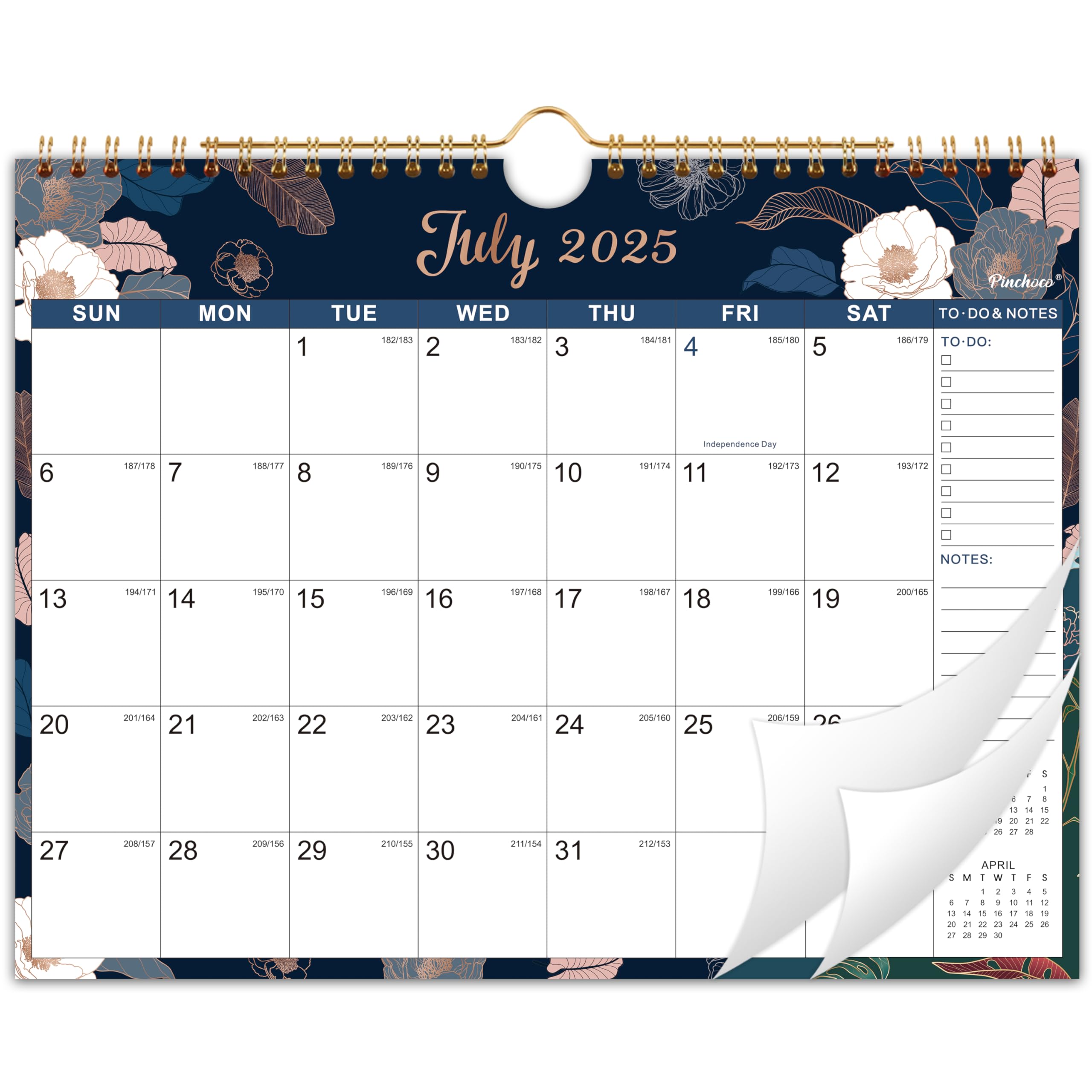 2025-2026 Wall Calendar with Floral Art - 18 Month Planner from July 2025 to December 2026, 8.5