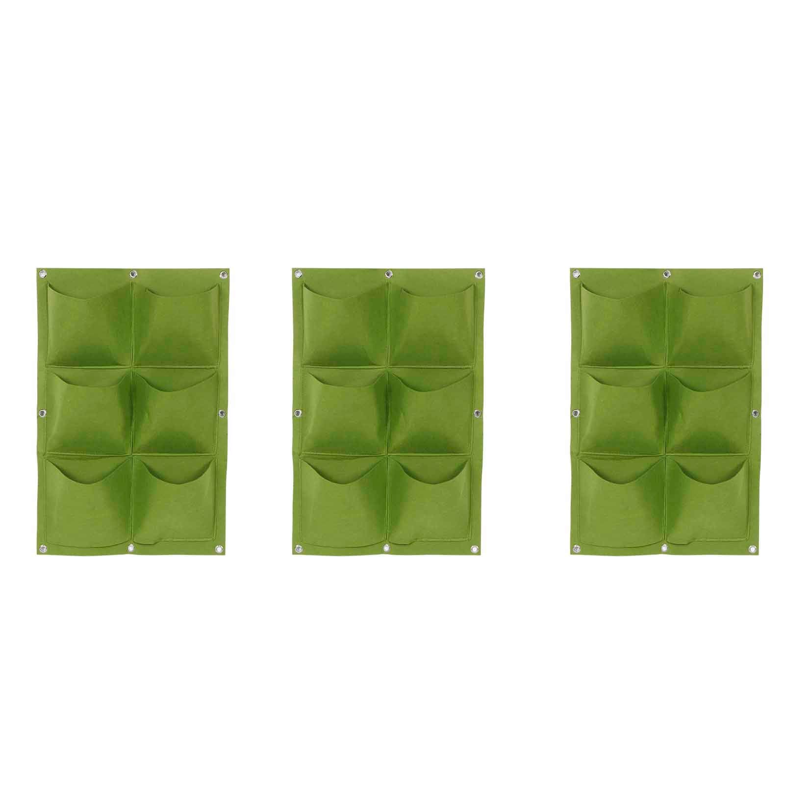 **3-Pack Green Plant Grow Bags with 6 Pockets - Vertical Garden Wall & Fence Decor for Outdoor/Indoor Plants - Perfect for Balcony, Patio, and Home Gardening**