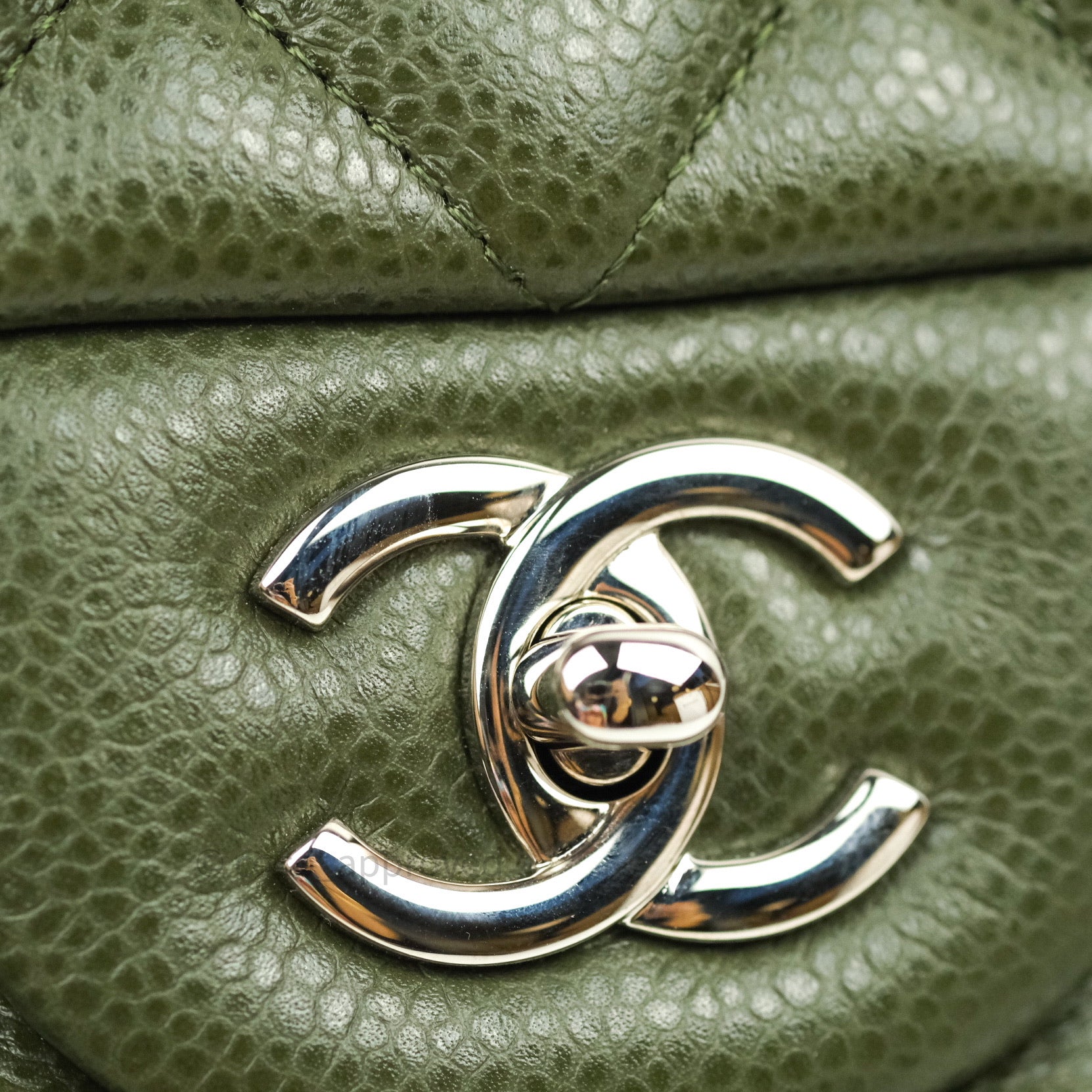 Chanel Classic Jumbo Double Flap Quilted Handbag in Green Caviar Leather with Silver Hardware - Luxury Designer Crossbody Bag for Women, Perfect for Parties, Work & Everyday Use