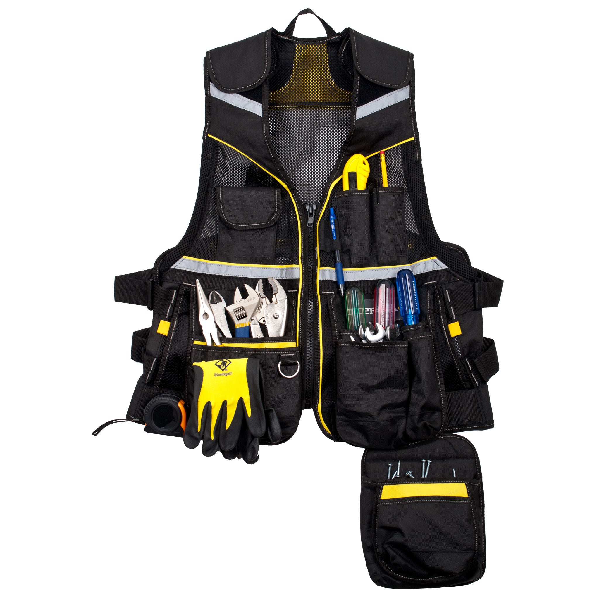 Terra Multi-Pocket Reflective Mesh Tool Vest 103530BLK - Durable Work Vest for Construction, Fishing & Outdoor Activities | High Visibility Safety Gear