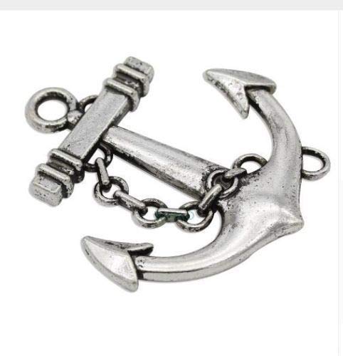 100Pcs Tibetan Silver Anchor Charms Pendants for DIY Jewelry Making - 27x31mm Silver Plated Metal Charms for Bracelets, Necklaces & Craft Projects - Perfect for Handmade Gifts, Boho Style Accessories and Scrapbooking