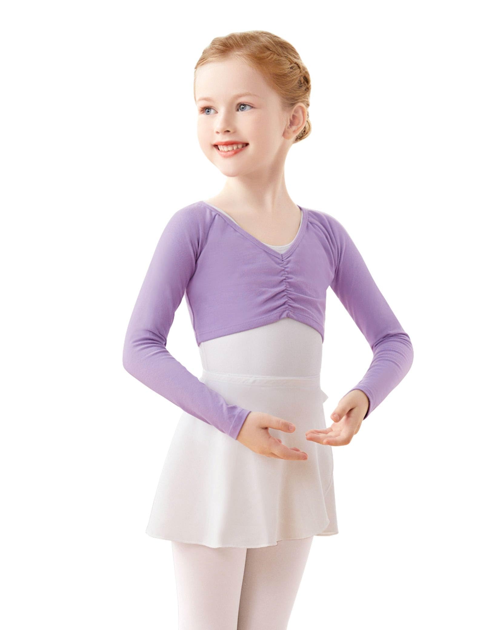 Girls Ballet Wrap Top Long Sleeve Dance Sweater - Stretchy Leotard Cover for Ballet, Jazz & Contemporary Dance Classes | Perfect for Rehearsals & Performances