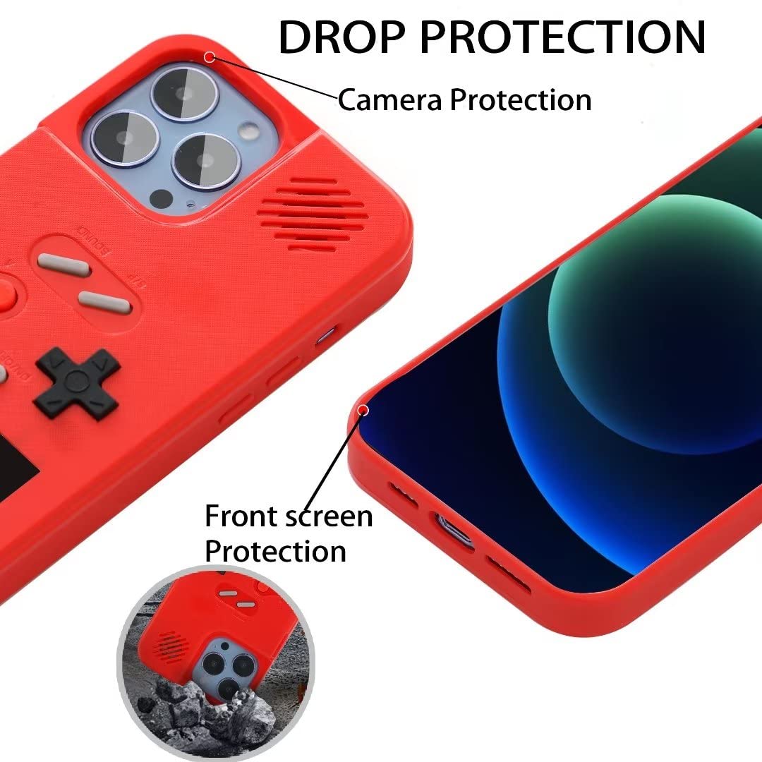 Retro Handheld Game Case for iPhone 12/12 Pro - 168 Classic Games with Color Display, Anti-Scratch Shockproof Phone Cover (Red) - Perfect for Gaming Enthusiasts & Nostalgic Entertainment On-The-Go