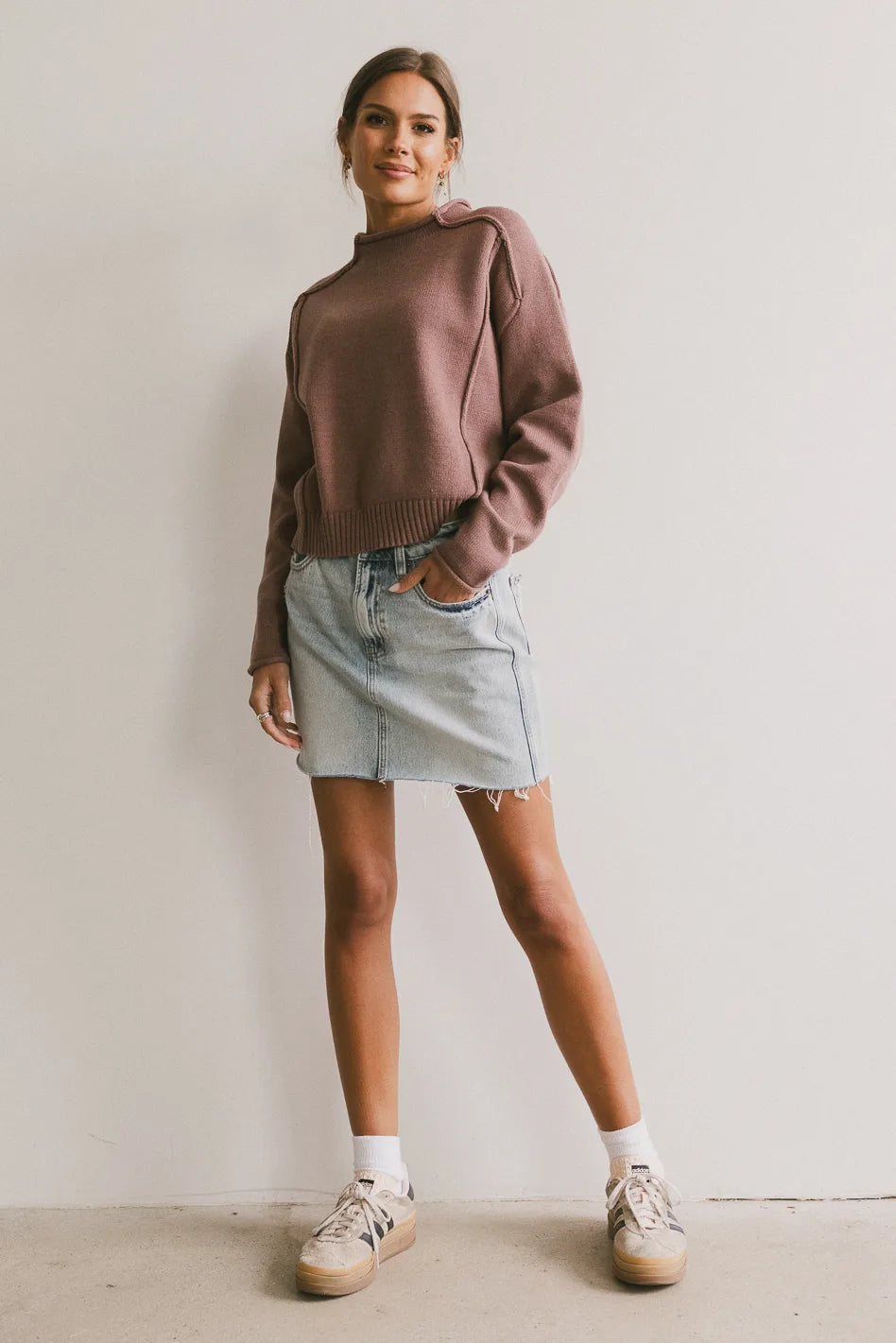 Leander Women's Mauve Knit Sweater - Soft Cozy Pullover for Fall & Winter - Perfect for Casual Outfits, Office Wear & Holiday Gatherings