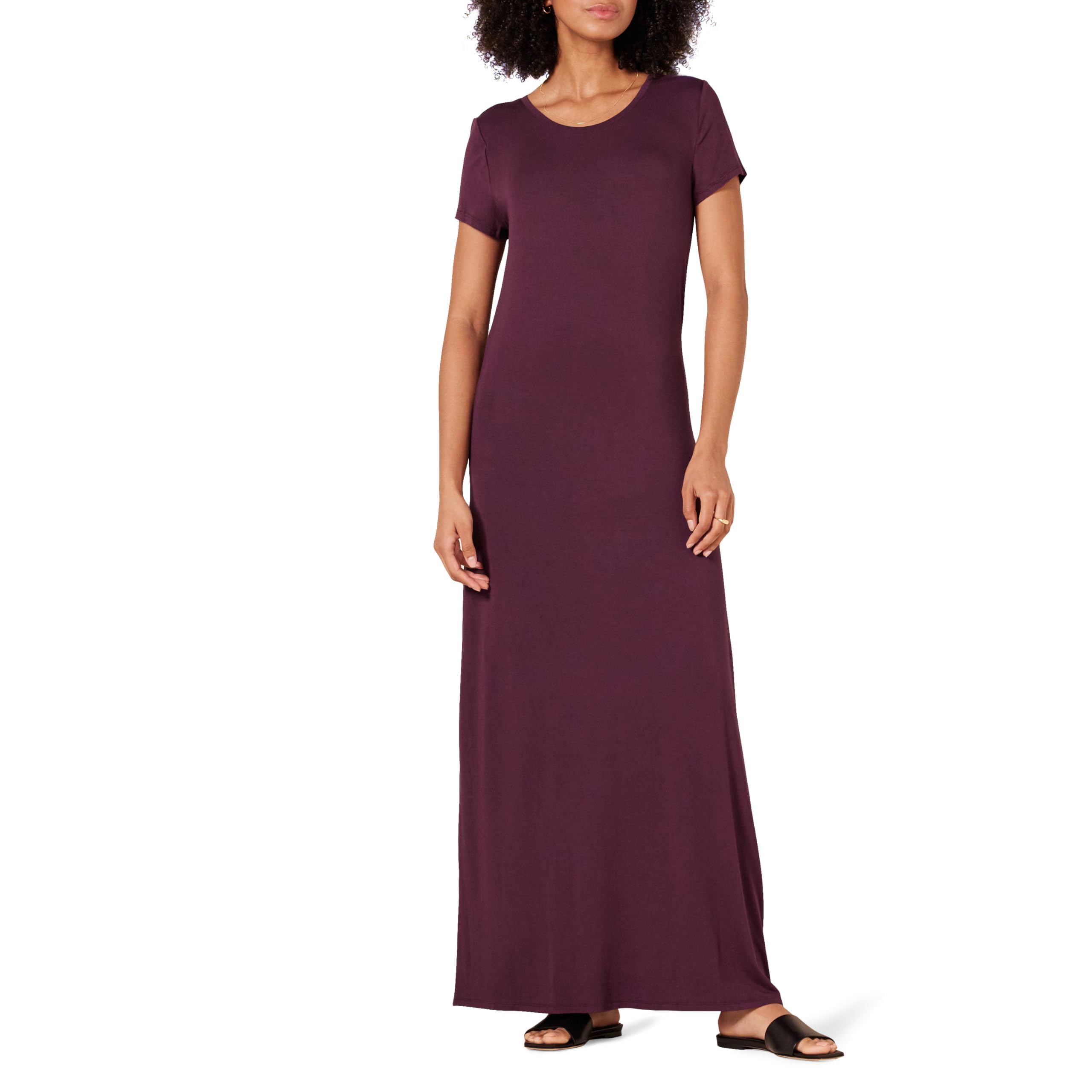 Amazon Essentials Women's Short-Sleeve Maxi Dress - Flowy Casual Summer Dress with Pockets, Plus Size Options | Perfect for Beach Vacations, Date Nights & Outdoor Parties