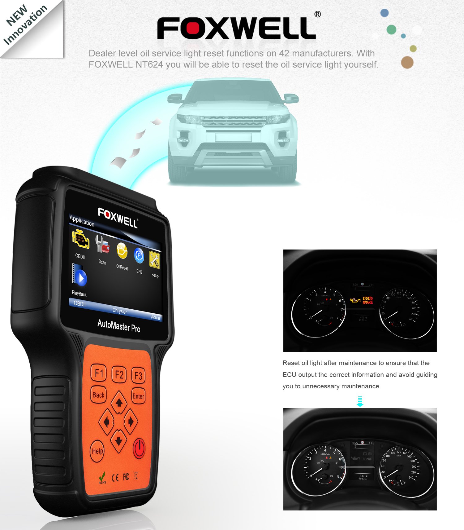 FOXWELL Professional OBD2 Scanner - ABS, Oil Light Reset, EPB Service, All-System Diagnostic Scan Tool for Cars & Trucks | CAN OBD II EOBD Code Reader | Perfect for DIY Mechanics & Auto Repair Shops