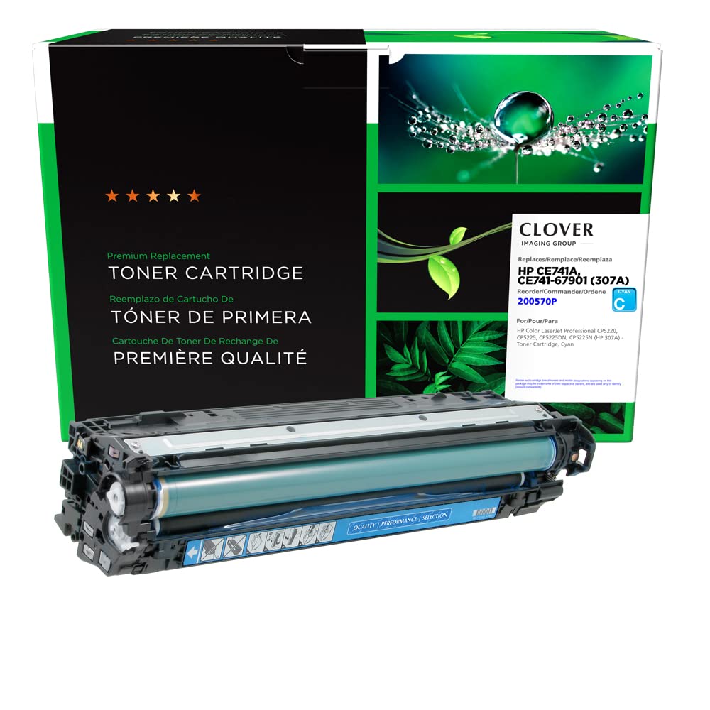 High-Quality Clover Remanufactured Toner Cartridge Replacement for HP CE741A (HP 307A) - Cyan | Compatible with HP Printers | Perfect for Home & Office Printing Needs
