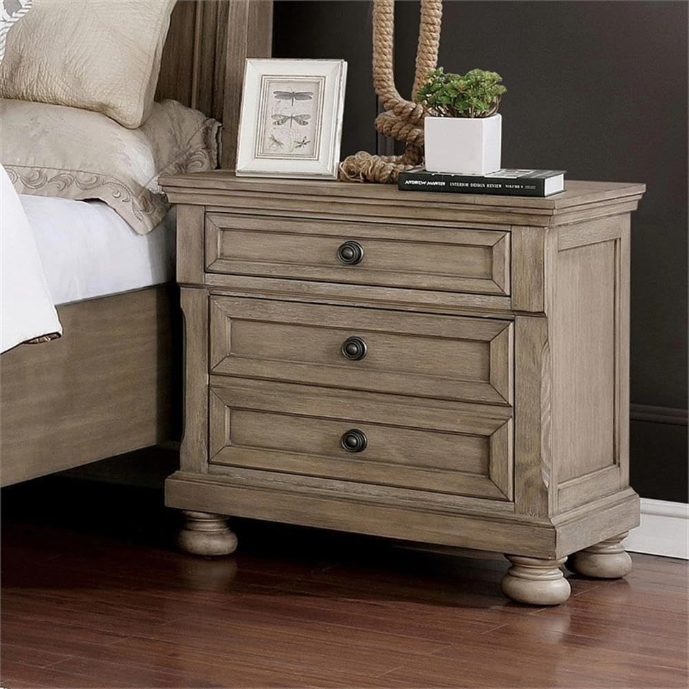 FOA Frigga Transitional 3-Piece Gray Wood Bedroom Set - Queen Bed & 2 Nightstands | Modern Bedroom Furniture for Home Decor | Perfect for Master Bedrooms, Guest Rooms & Apartments