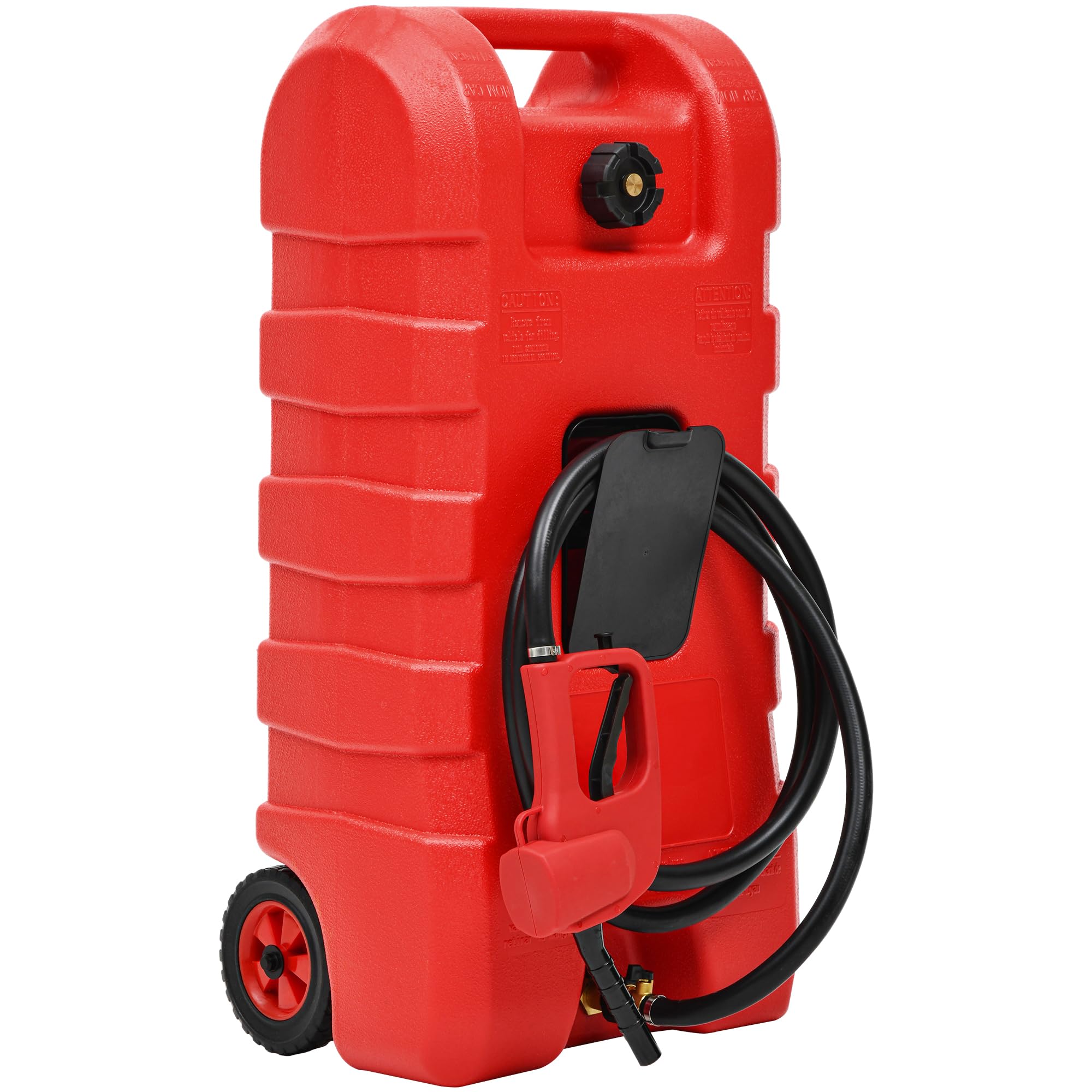 AUTOSAVER88 15 Gallon Portable Fuel Caddy - Heavy Duty Gasoline & Diesel Fuel Tank with 6'' Wheels, Dual Brass Shut-off Valves, Top Handle & Hose Holder - Ideal for Construction Sites, Farms, Emergency Fuel Storage & Off-Road Vehicles