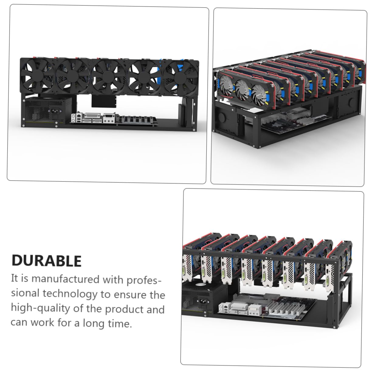 Mikikit RGB Open Air Computer Case - GPU Rack & Graphics Card Storage Bracket with Cold Rolled Sheet Metal for PC Builds, Gaming Rigs & Mining Rigs