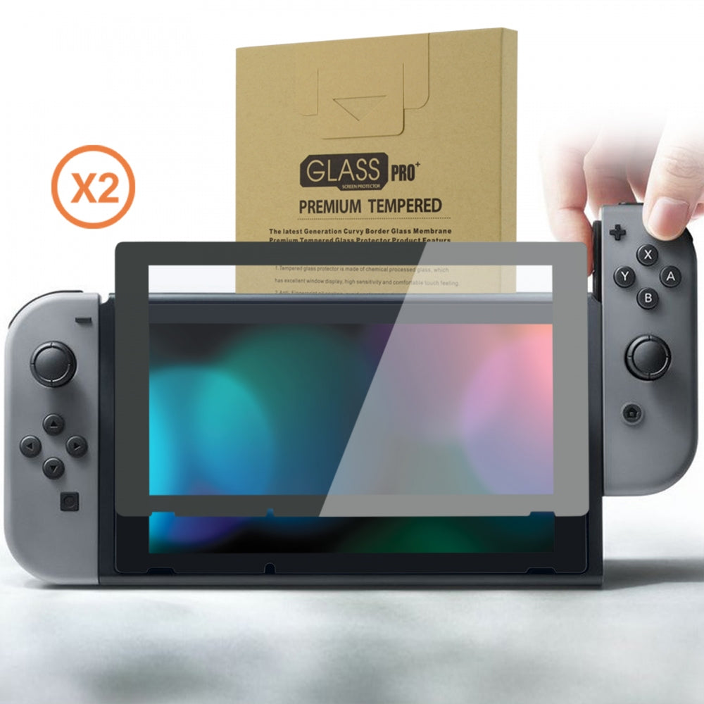 eXtremeRate 2 Pack HD Clear Tempered Glass Screen Protector for Nintendo Switch - Anti-Scratch, Bubble-Free, Ultra-Thin with Gray Border - Perfect for Gaming Protection and Scratch Prevention