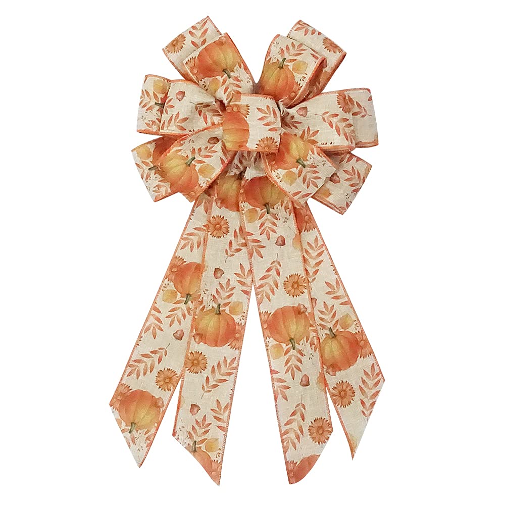 Fall Bows for Wreaths - Orange Burlap Bows for Thanksgiving Decor & Front Door