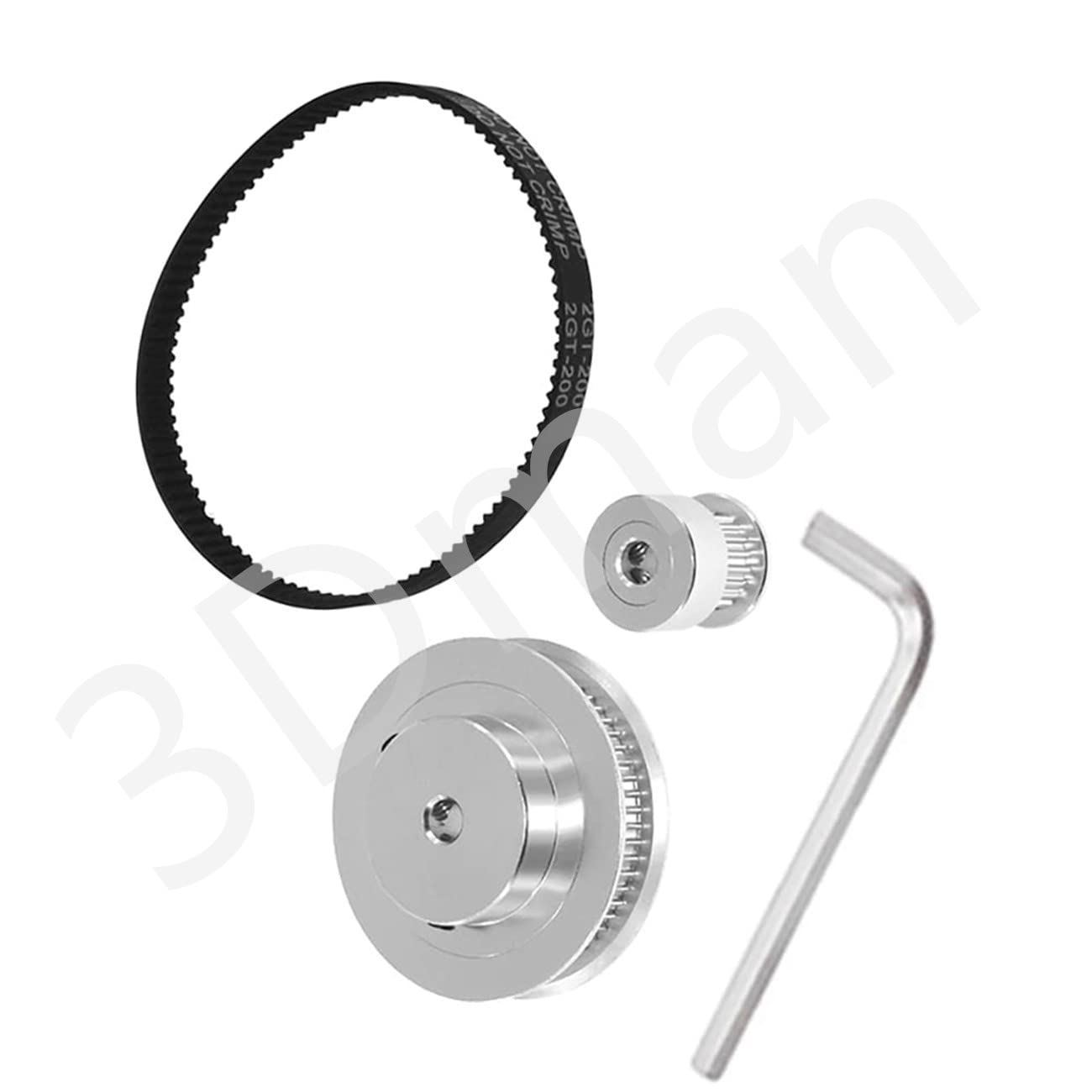 2GT Synchronous Wheel 20 & 60 Teeth 5mm Bore Aluminum Timing Pulley with 2pcs 200mm x 6mm Belt for 3D Printers, CNC Machines, and Robotics Applications