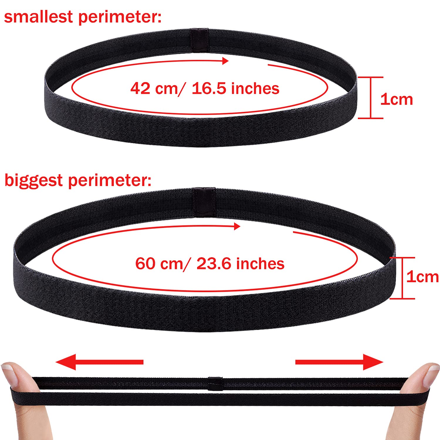 Duufin 20 Pack Non-Slip Elastic Sports Headbands - Sweat Absorbent Workout Headbands for Women, Men & Girls - Thin Hair Bands for Running, Yoga, Gym & Tennis (Black)