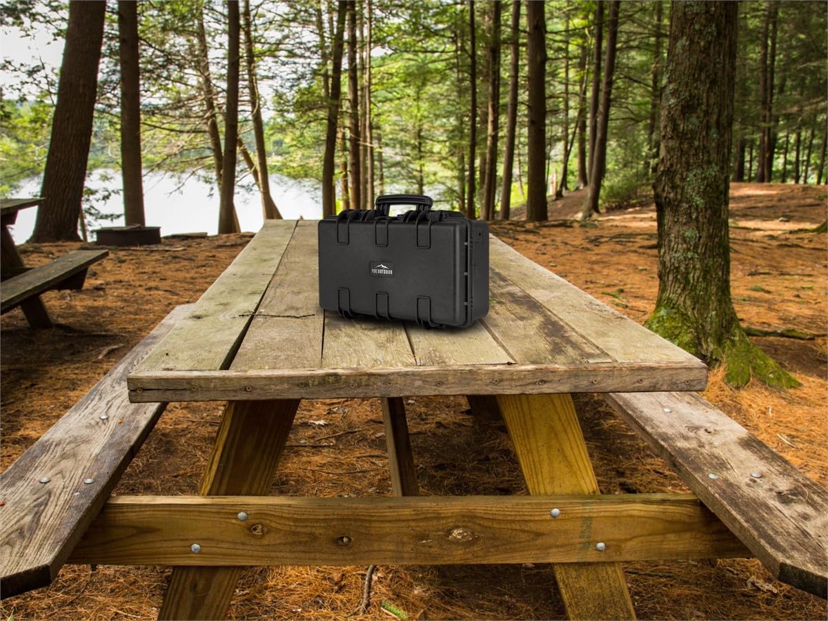 Monoprice 22 x 14 x 8 Inch Weatherproof Hard Case with Customizable Foam - IP67 Rated, Shockproof, UV & Impact Resistant for Outdoor Gear Protection - Perfect for Camping, Hunting, and Equipment Storage