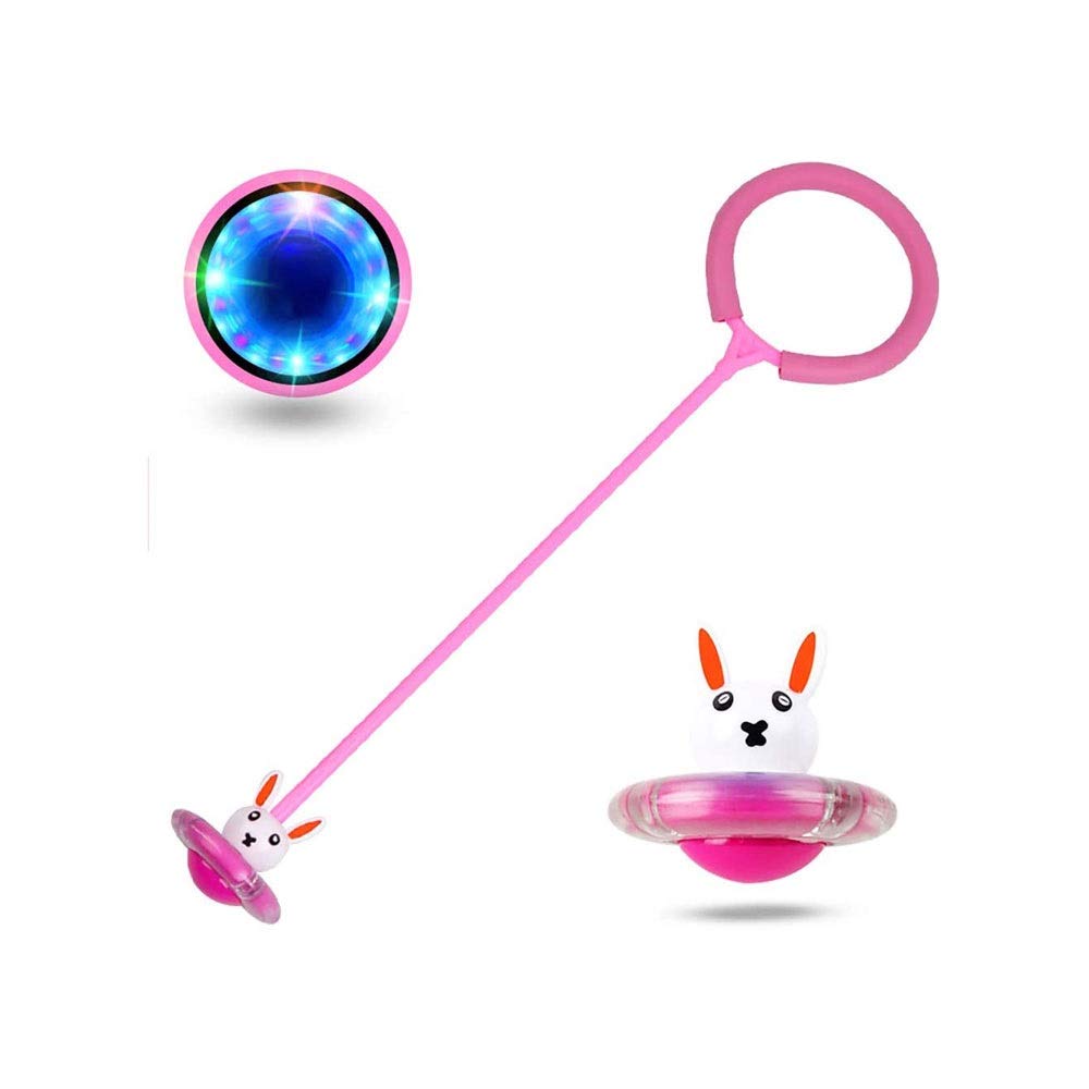 Colorful Flashing Jump Rope for Kids - Ankle Skip Jumping Rings with LED Lights, Fitness Exercise Toy for Boys & Girls - Improve Coordination, Balance & Fat Burning - Perfect for Outdoor Play, Gym Class & Birthday Gifts (Rabbit Decoration)