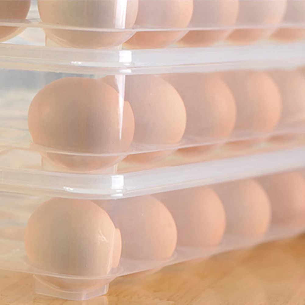 Evona 24 Grid Clear Plastic Stackable Egg Storage Container with Lid - Refrigerator Organizer for Eggs, Kitchen & Restaurant Use - Perfect for Fridge, Pantry, and Bulk Egg Storage