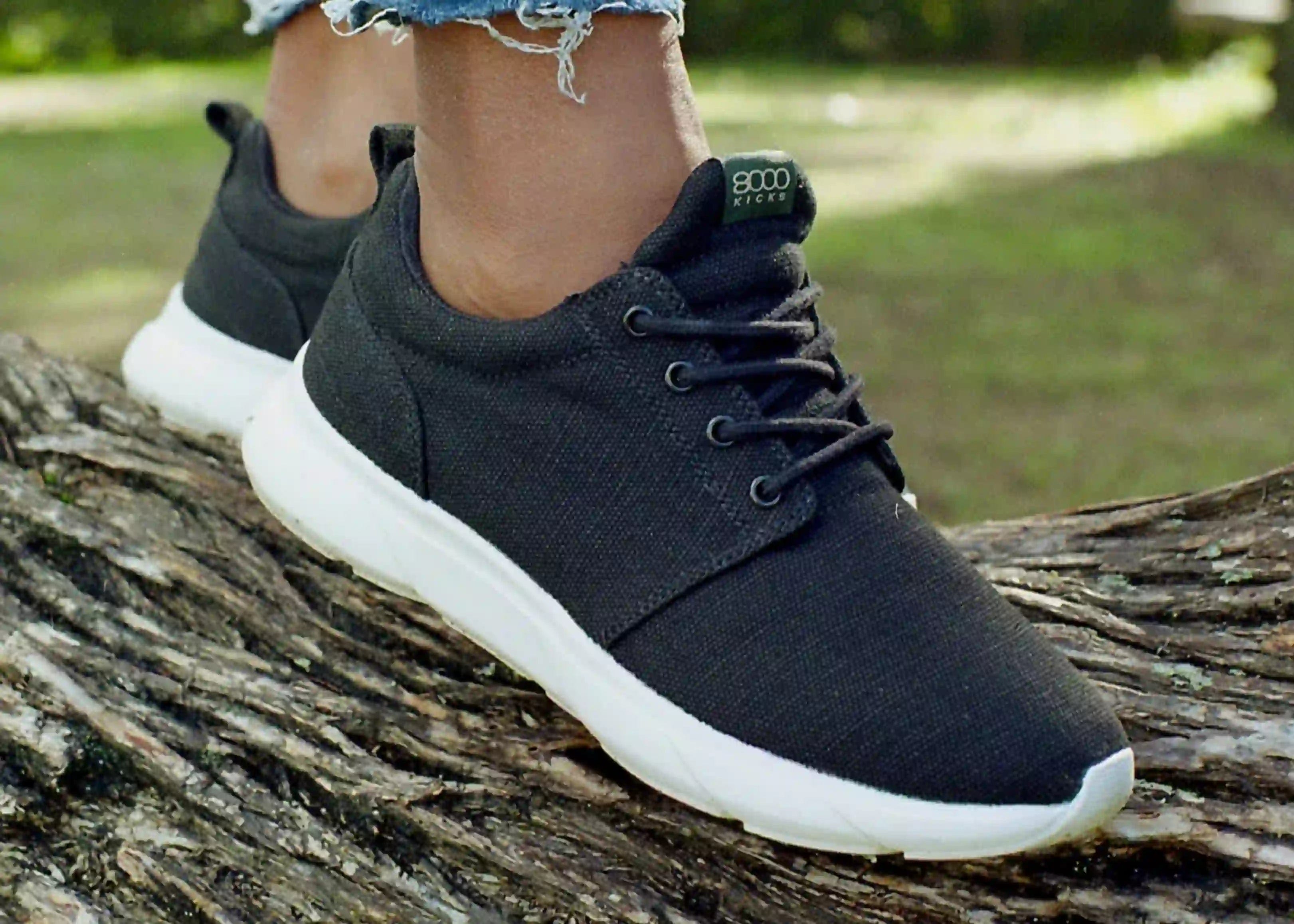 Explorer V2 Women's Vegan Hemp Trainers - Eco-Friendly Running Shoes for Women | Black & White | Perfect for Gym Workouts, Jogging & Casual Wear