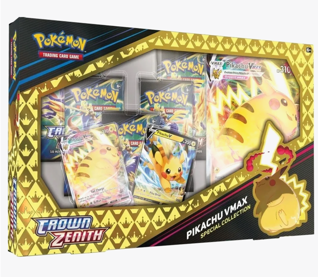 Pokémon TCG Crown Zenith Pikachu VMAX Premium Collection Box - Exclusive Cards & Collectibles for Trading Card Game Enthusiasts | Perfect for Battles, Gifts, and Display