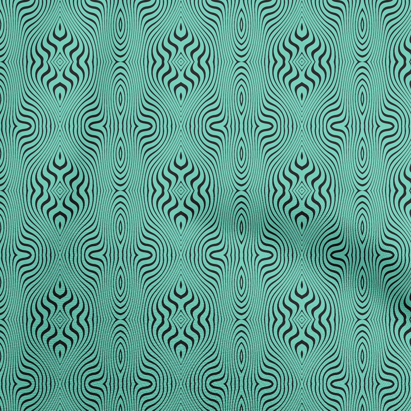 oneOone Viscose Chiffon Fabric - Turquoise Green Moire Print, 42 Inch Wide for DIY Clothing & Sewing Projects | Perfect for Dresses, Scarves & Home Decor