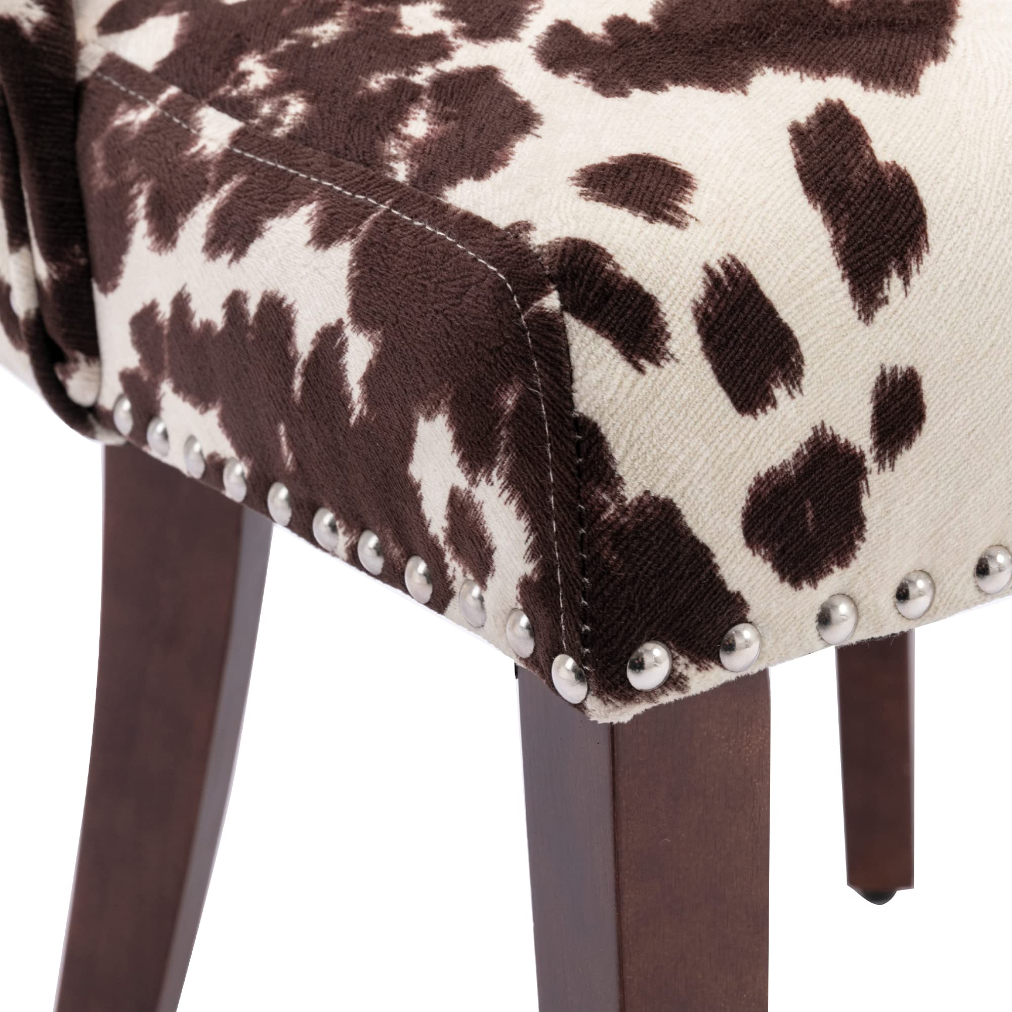 Kmax Fabric Dining Chairs Set of 2 - Upholstered Side Chairs with Wood Legs & Nailhead Trim - Farmhouse Style Accent Chairs for Dining Room, Guest Room, Restaurant - Perfect for Home Decor, Kitchen, and Office Use