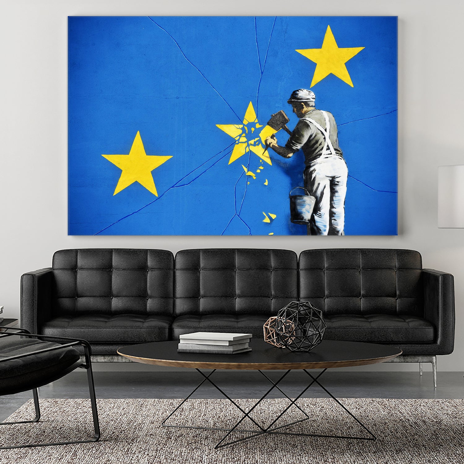 Banksy Euro Stars Art Print - Edited & Cut Version - Street Art Poster for Home, Office & Gallery Decor