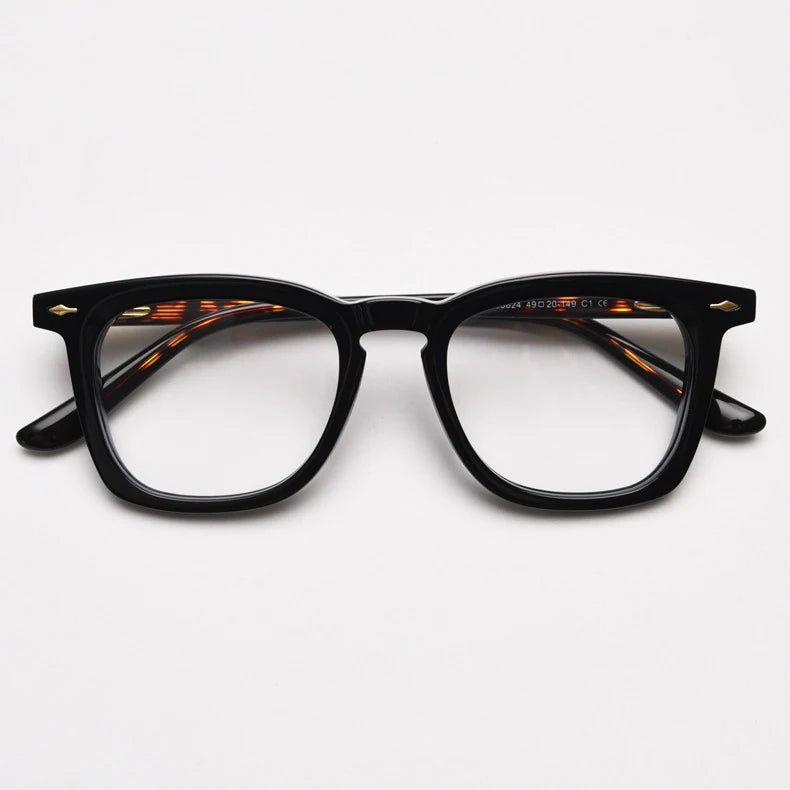 CCspace Unisex Full Rim Big Square Acetate Eyeglasses 57347 - Stylish & Durable Frame for Men & Women - Perfect for Reading, Work, and Everyday Fashion Accessory