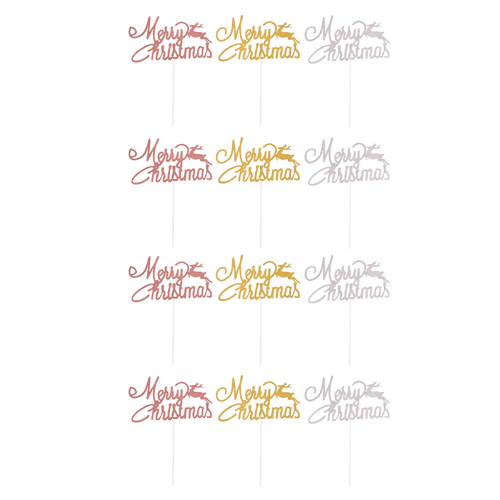 12pcs Merry Christmas Cake Decorations Set - Deer Cake Toppers for Holiday Baking, Xmas Party Dessert Decor | Perfect for Christmas Cakes, Cupcakes, Cookies & Holiday Treats