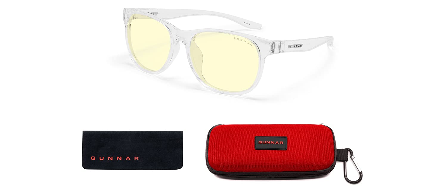 GUNNAR Blue Light Blocking Glasses for Kids (Ages 8-12) - 65% Blue Light Protection - Crystal, Amber & Rush Tint Options - Perfect for Online Classes, Gaming & Screen Time