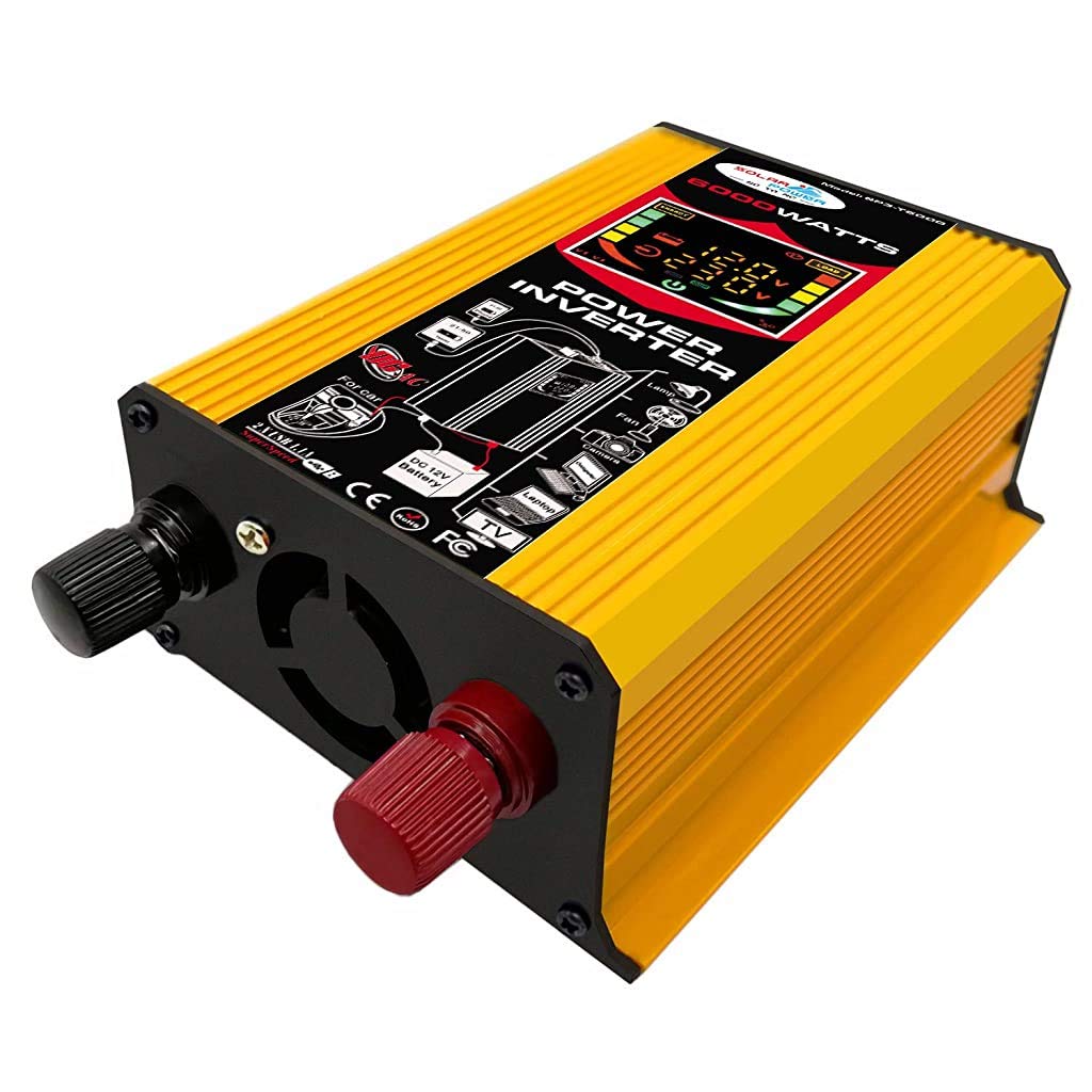6000W Pure Sine Wave Power Inverter DC 12V to AC 110V/220V Converter with LCD Display, Dual USB Ports & Battery Clips - Perfect for RVs, Boats, Camping & Emergency Power Backup
