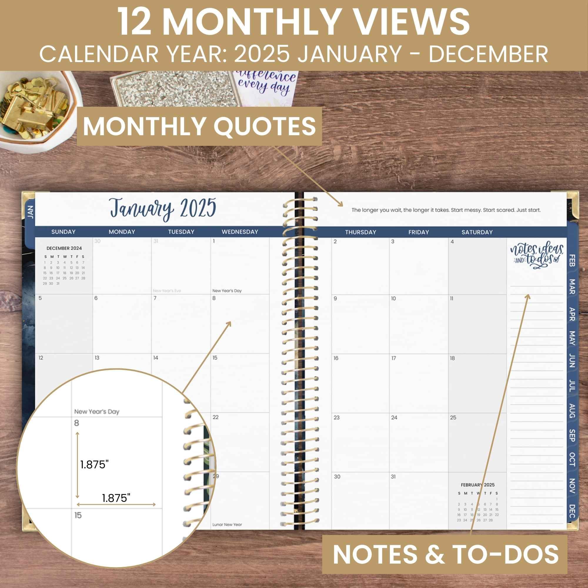 Bloom 2025 Hardcover Daily Planner - 8.5