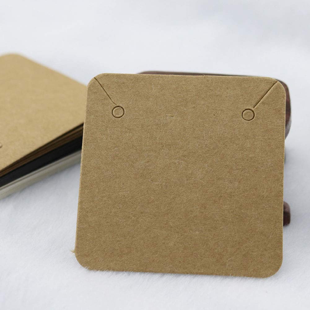 100 Pcs 2x2 Inch Kraft Paper Necklace Display Cards - Blank Square Jewelry Card Holders for Necklaces & Pendants - Perfect for Jewelry Stores, Craft Shows & Gift Packaging