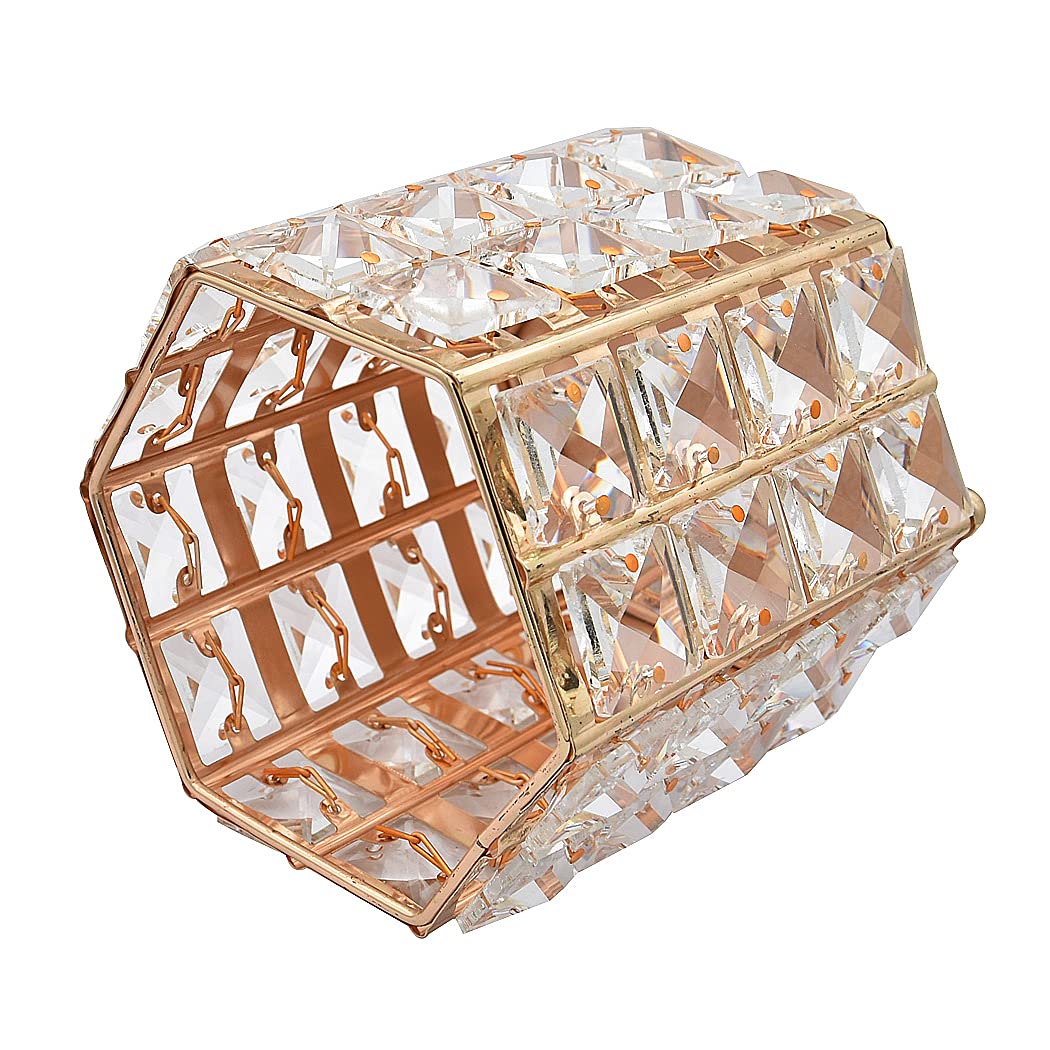 Handmade Crystal Makeup Brush Holder & Eyebrow Pencil Organizer - Hexagon Gold Cosmetic Storage for Vanity, Bathroom, Office Desk | Perfect for Makeup Artists & Beauty Enthusiasts