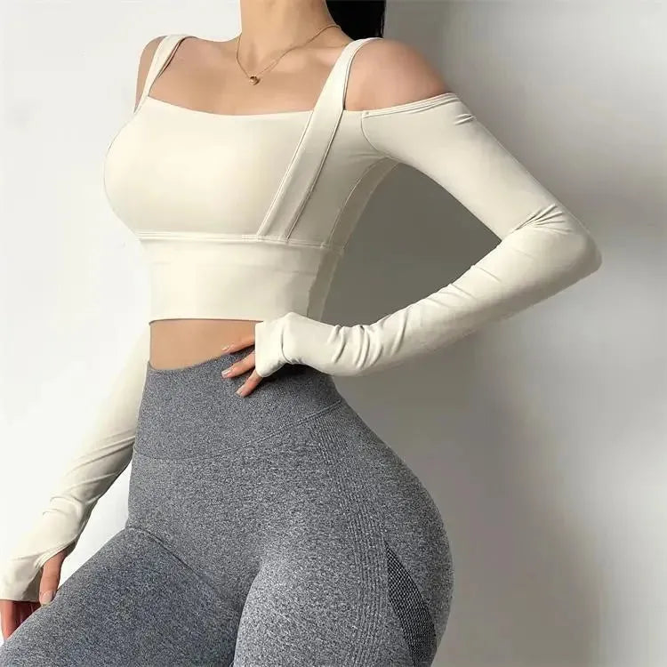Women's Strapless Long Sleeve Dry Fit Tank Top - Breathable Workout Shirt for Gym, Running & Fitness | Moisture Wicking Athletic Sportswear for Yoga, HIIT & Active Lifestyles