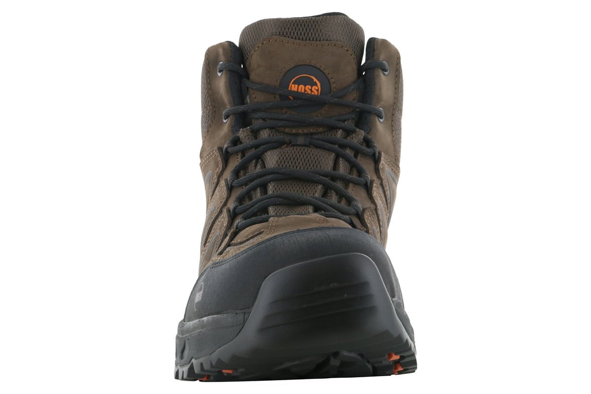 Hoss Eric Men's Soft Toe Work Boots - Brown Leather Safety Shoes for Construction & Outdoor Work | Durable Comfort for Job Sites & Hiking