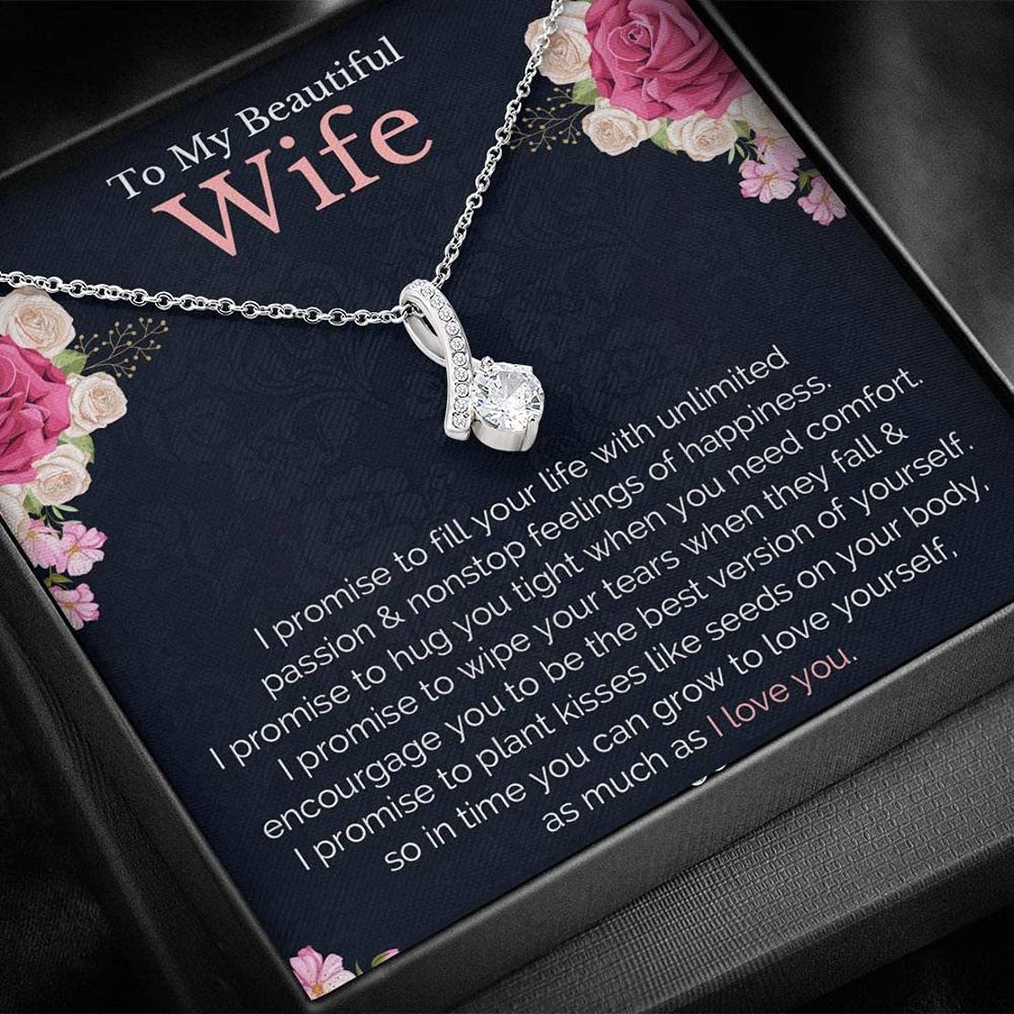 Personalized Necklace Gift for Wife with Message Card - Sentimental Anniversary, Birthday, Christmas & Vacation Surprise from Husband for Romantic Moments
