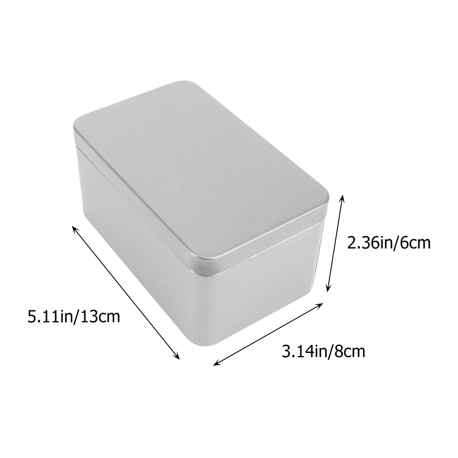 Premium Metal Rectangular Empty Tin Box - Mini Portable Storage Container for Tea, Candy, Candle, Jewelry (Silver) | Perfect for Home Organization, DIY Crafts & Gift Packaging