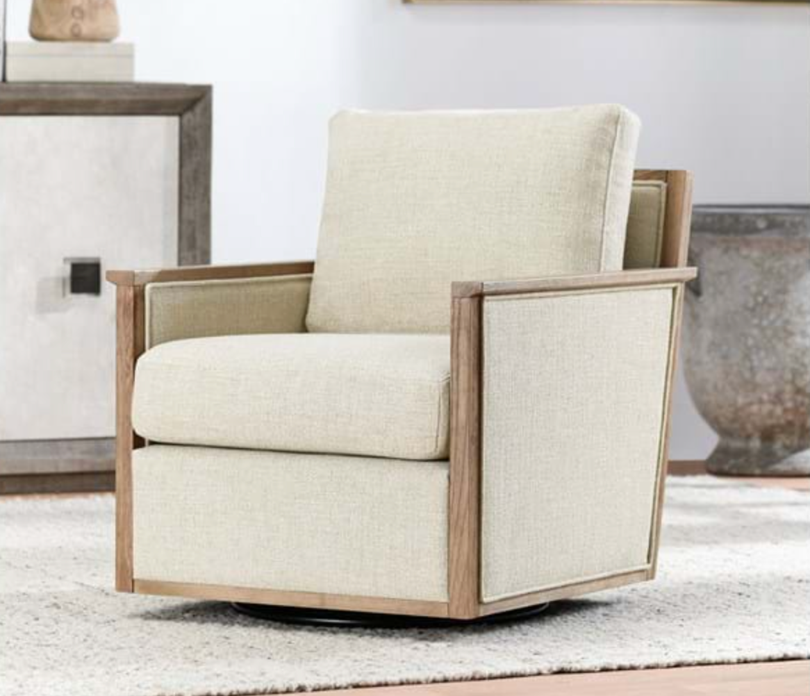 Gregory Swivel Accent Chair - Modern 360° Rotating Lounge Chair with Padded Seat for Living Room, Bedroom & Office - Comfortable Reading Chair with Sturdy Metal Base
