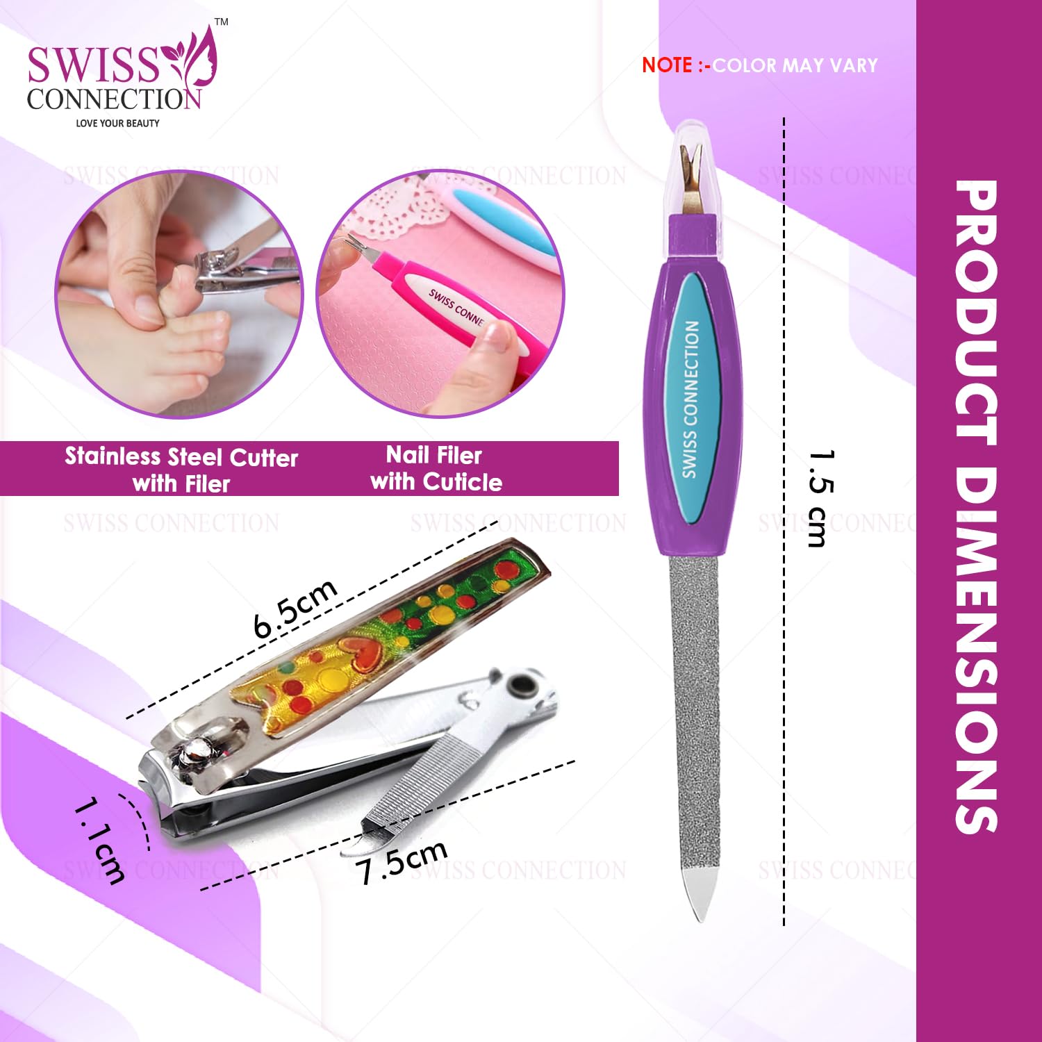 Premium Stainless Steel Foldable Nail Clippers Set for Men - Swiss Connection Nail Cutter with File & Organizer Case - Anti-Splash Design for Toenails & Fingernails - Compact Travel Nail Care Kit (2-Piece Set) - Perfect for Home, Office, Gym & Travel Essentials