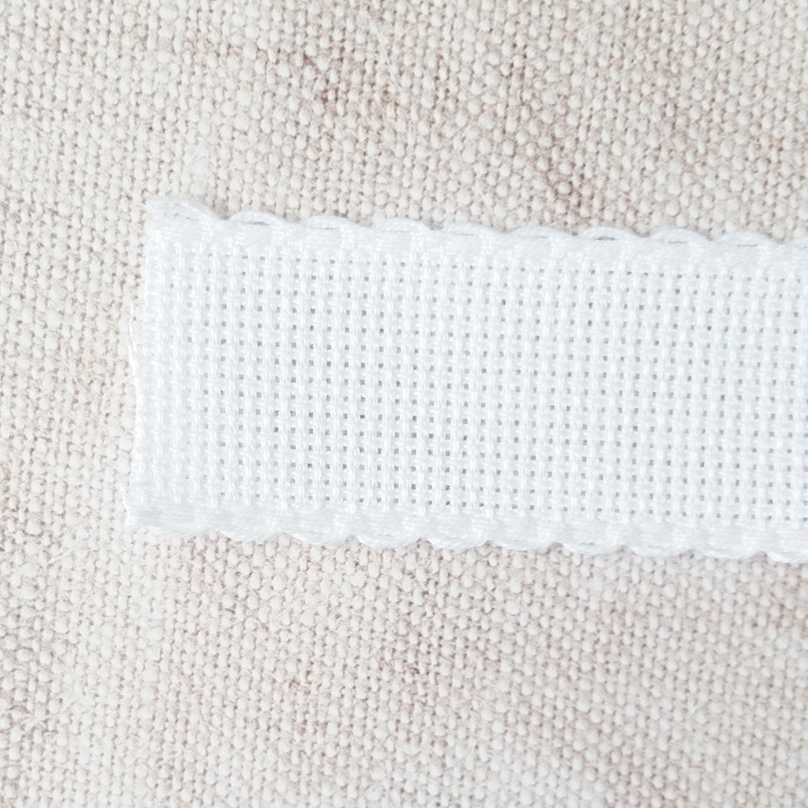 Scallop Edged White Aida Stitching Band - 1 3/16 Inch Wide Embroidered Trim for DIY Sewing, Quilting, and Craft Projects | Perfect for Clothing, Home Decor, and Scrapbooking