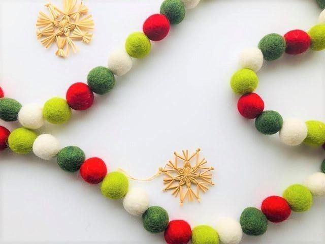 Best Christmas Felt Ball Garland Decorations - 12ft Holiday Party Decor for Tree, Mantel, Wall & Window - Eco-Friendly Wool Felt Balls for Xmas, Wedding, Baby Shower & Home Decor