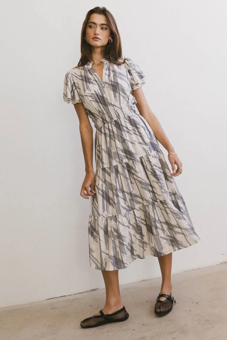 Stylish Mikaela Abstract Print Midi Dress for Women - Perfect for Casual Outings, Parties & Summer Vacations