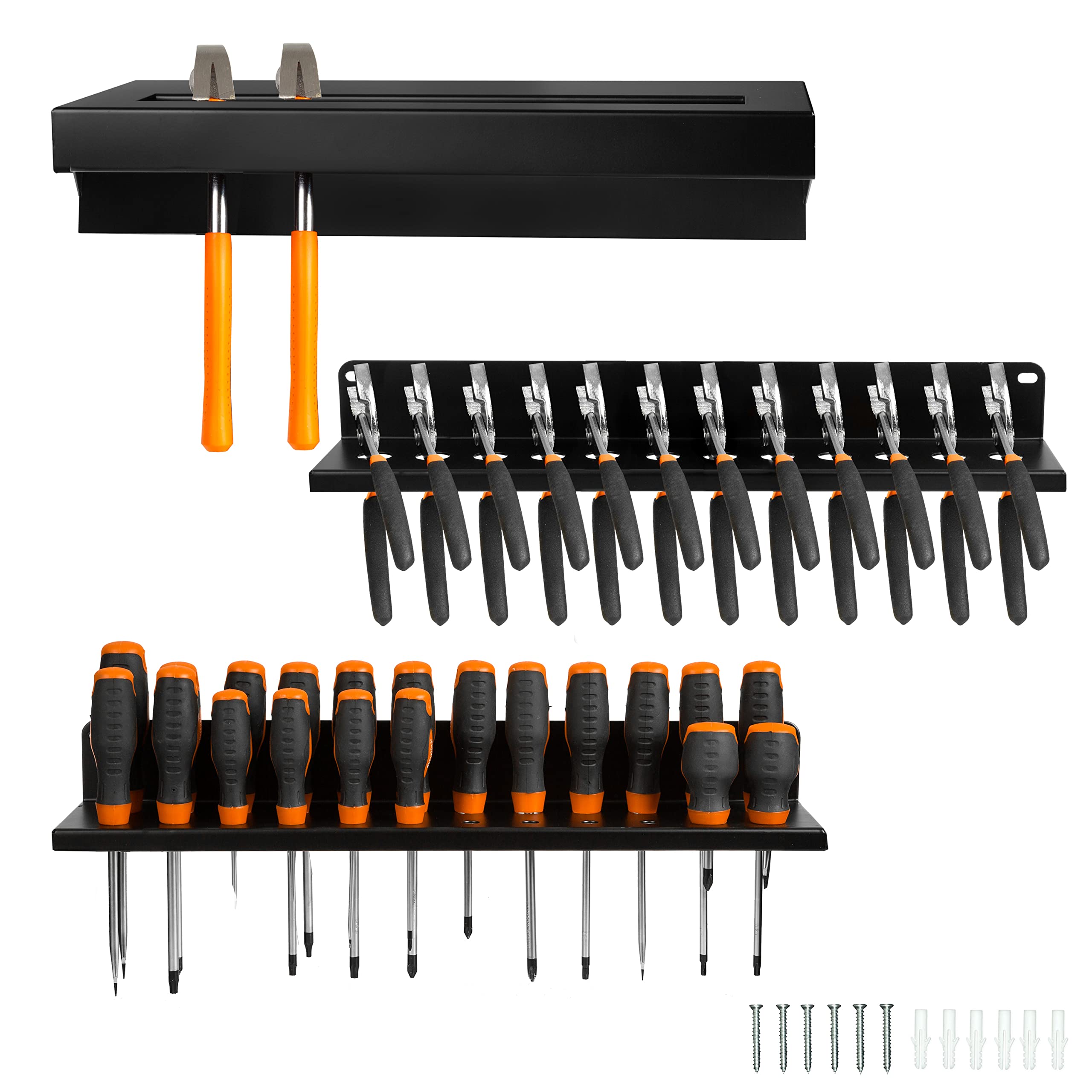 Iron Forge Tools Metal Hand Tool Organizer - Wall Mounted Hammer, Pliers & Screwdriver Storage Rack for Workshop, Garage & DIY Projects - Durable Shop Tool Holder for Easy Organization