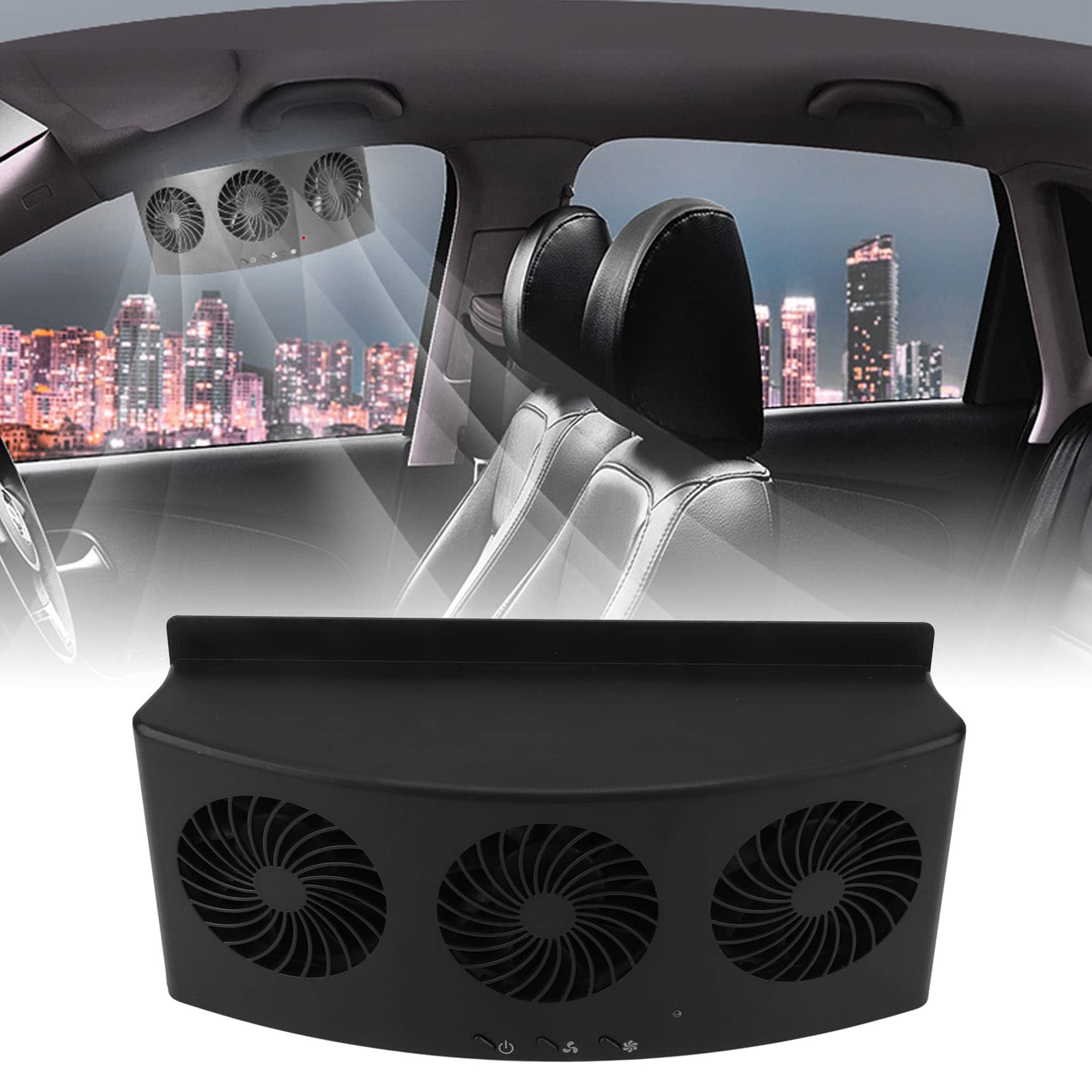 USB Powered Car Exhaust Fan - 3 Speed Auto Front/Rear Window Ventilator with Air Purifying Function | Energy Saving Vehicle Radiator Vent Cooler for Sedans, SUVs & Trucks | Perfect for Summer Cooling & Interior Air Circulation (Black)
