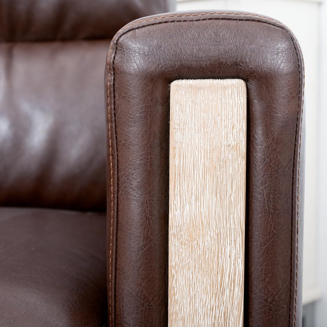 Modern Upholstered Armchair - Mid Century Style 1-Seater Sofa with PU Leather Accent, Comfortable Lounge Chair for Living Room, Bedroom, Apartment, Office & Small Spaces - Perfect for Reading, Relaxing & Home Decor (Brown PU Leather)
