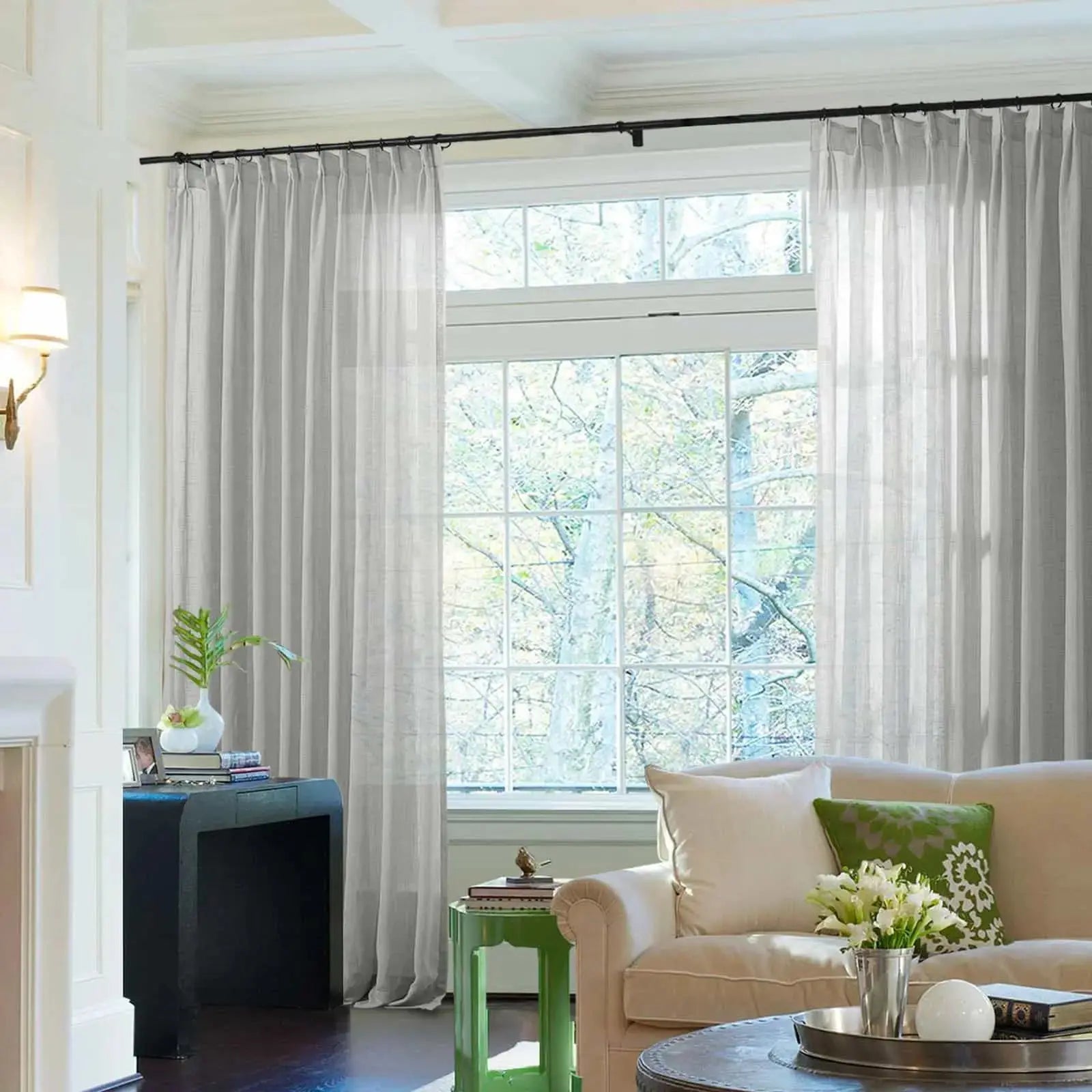 Flynn Airy Lightweight Sheer Curtain Pleated - Elegant Window Treatment for Living Room & Bedroom Decor