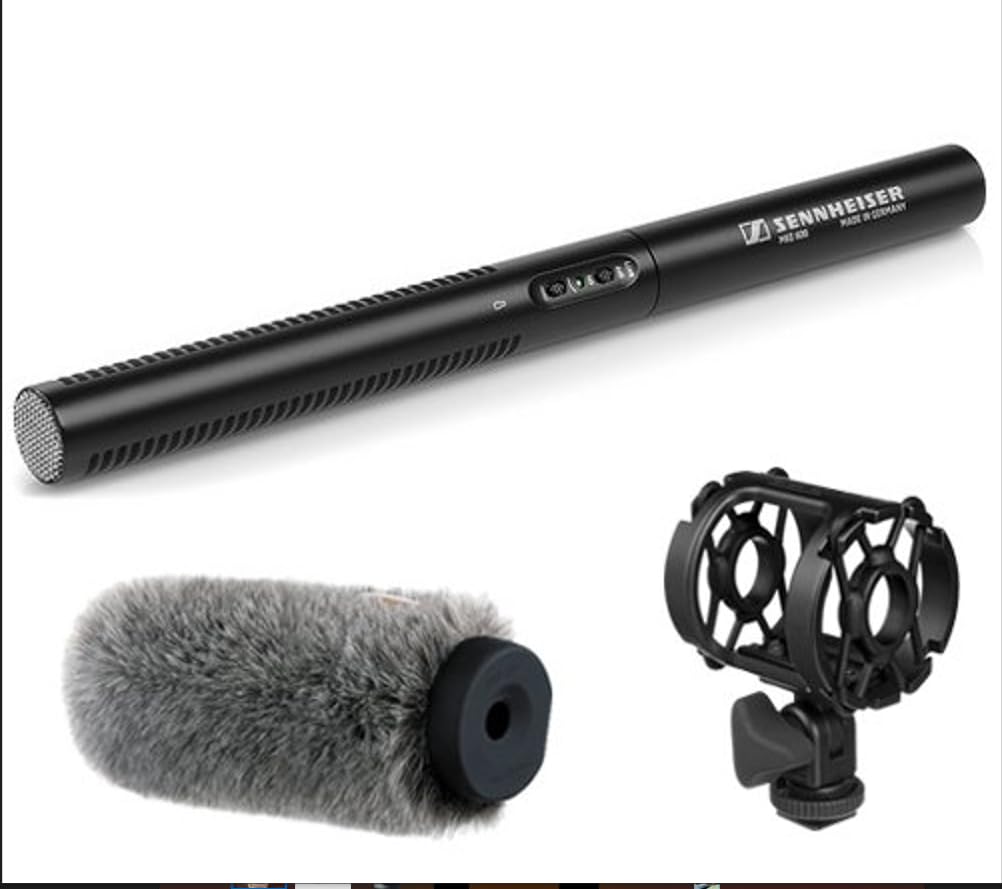 Sennheiser MKE 600 Professional Shotgun Microphone with Auray Universal Shock Mount & Windshield - XLR Condenser Mic for Film, Video, Interviews & Outdoor Recording