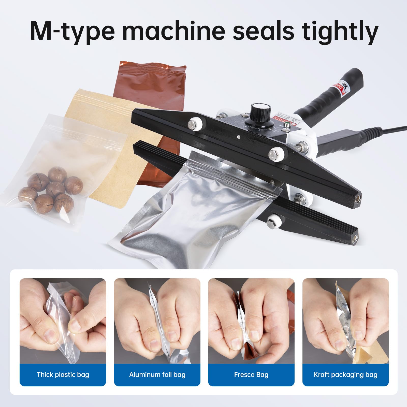 Portable Hand Held Heat Sealer Machine - R-PACK FKR-400, 16 Inch Heat Sealing Tool for Foil Bags, Kraft Bags & Mylar Bags | Food Storage, Coffee Packaging & Vacuum Sealing | Commercial & Home Use