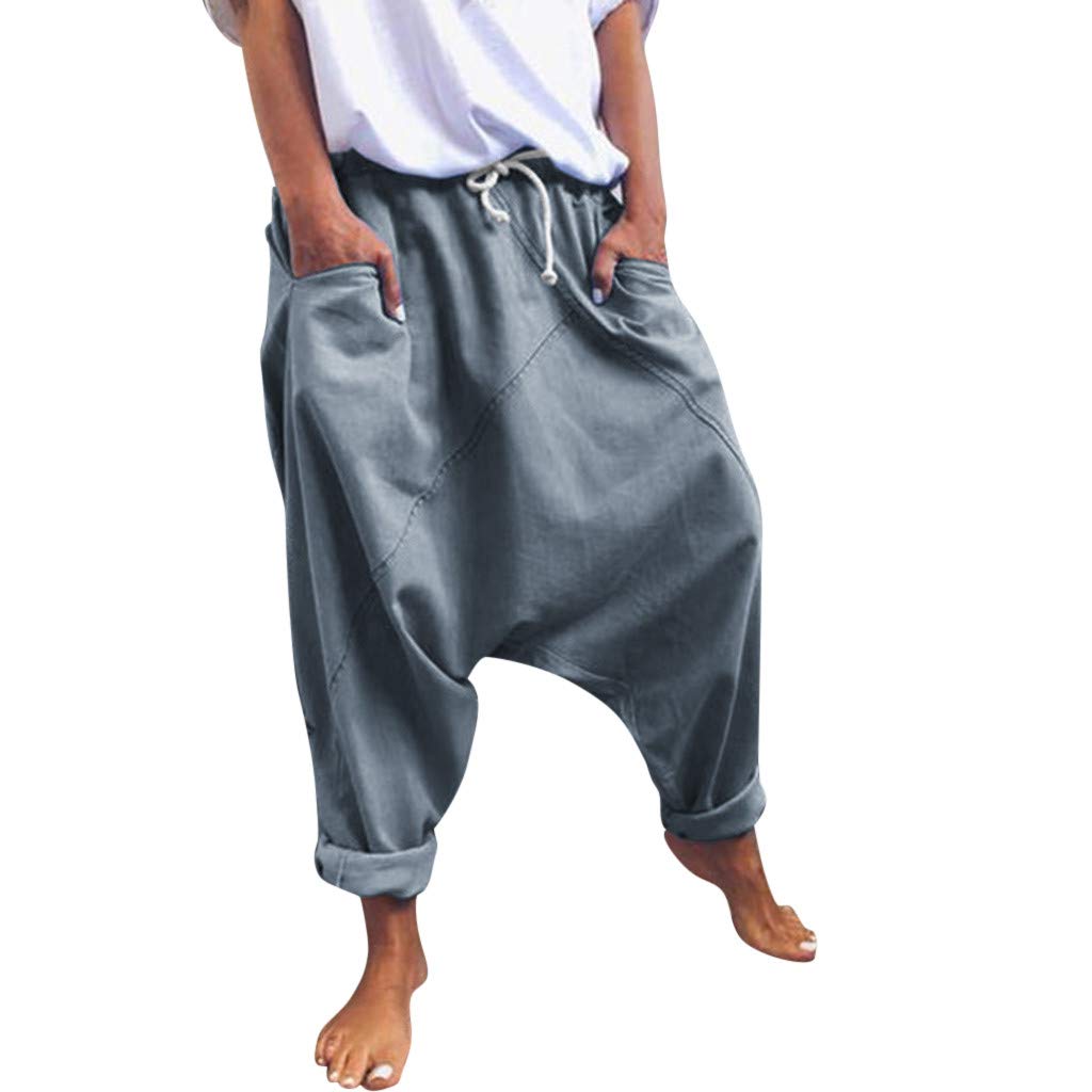 iHHAPY Women's Harem Pants - Aladdin Yoga Pants, Loose Fit Hippie Pants for Jogging, Lounge & Meditation | Boho Chic Sweatpants & Bloomers for Yoga, Dance & Casual Wear