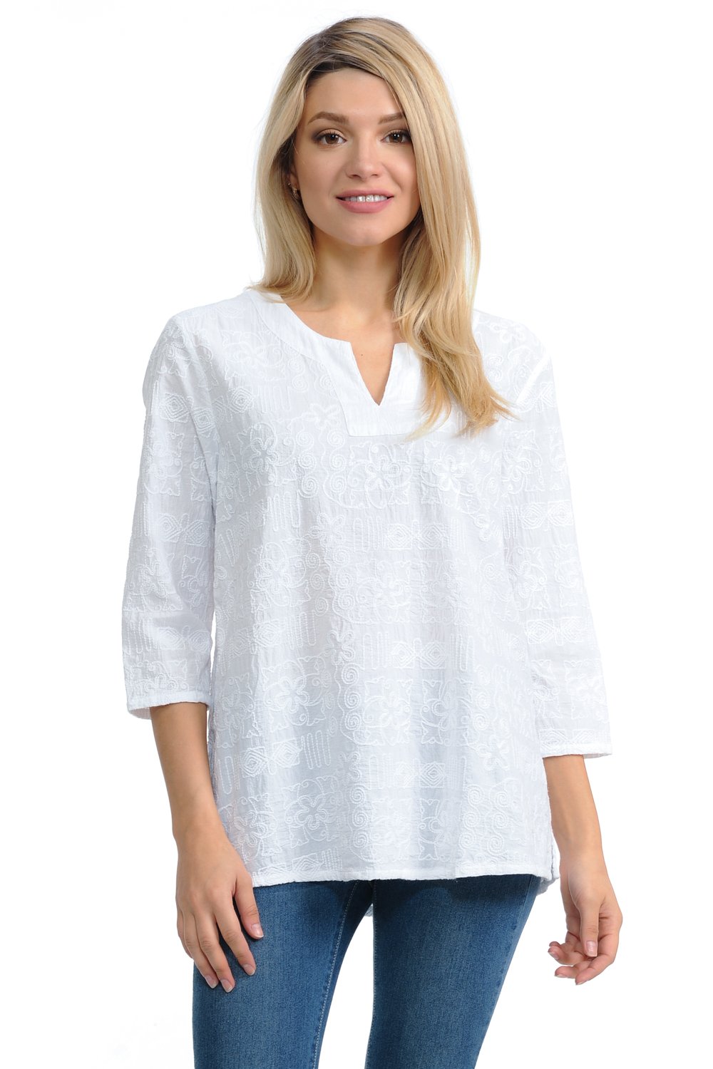 Elegant Voile Embroidery Tunic for Women | Boho Chic Summer Blouse | Perfect for Beach Cover-ups, Casual Outings & Vacation Wear